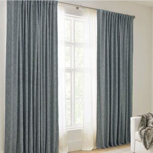Bestselling Potterybarn Seaton Textured Cotton Blackout Curtain- Blue Chambray